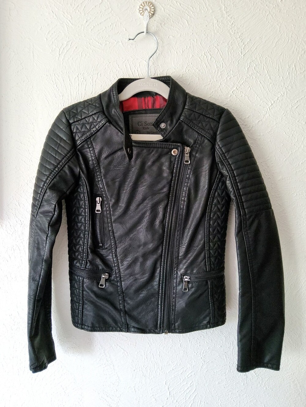 Ci Sono by Cavalini Faux Leather Moto Jacket Sz. 7